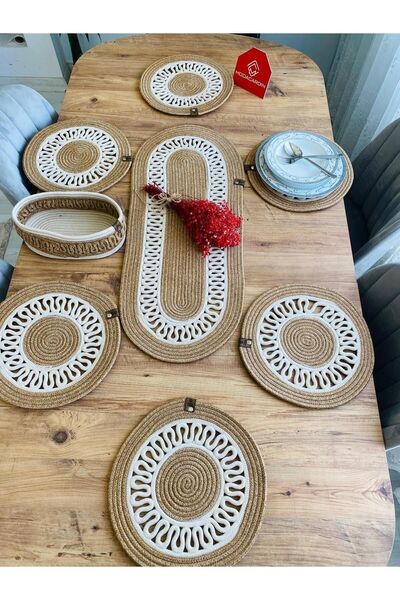 BDZ DERİ Set de 8 farfurii decorative pentru masa de sufragerie din rachita din iuta American Service