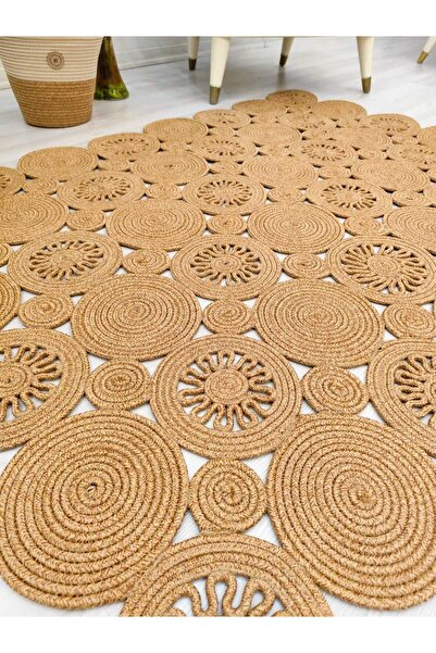 bestiva jüt Hasır görünümlü Desenli Modern El Örgüsü dikdörtgen Halı Kilim