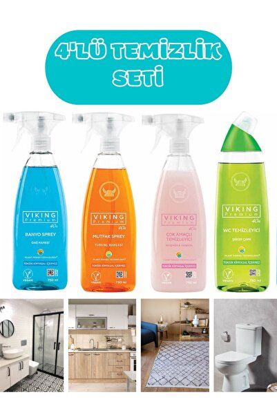 Viking 4 Parça Premium Temizlik Seti Banyo, Mutfak, Wc, Çok Amaçlı Temizleyici