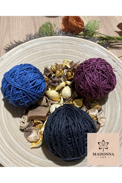 Madonna Lily Set of 3 Fabric and Knitted Ready Paper String (150Gr) - Bag String