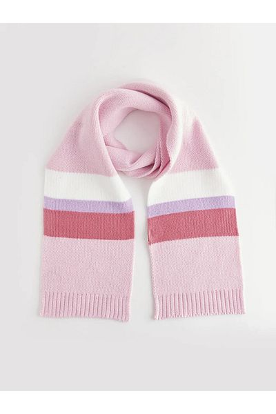 LC Waikiki Pink Lilac Color Blocked Beret and Scarf for Girls