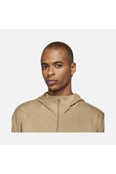 Nike Ανδρικό φούτερ Yoga Dri-Fit Statement - Φούτερ με φερμουάρ, καφέ αθλητικό φούτερ με φερμουάρ