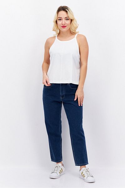 Esprit Women Round Neck Sleeveless Solid Tank Top, White