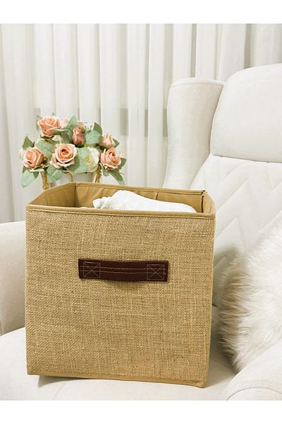 HD HOME COLLECTİON Μπεζ θήκη χωρίς καπάκι Εσωτερική Πλυντήριο Παιχνιδιών Πτυσσόμενο κουτί αποθήκευσης από γιούτα