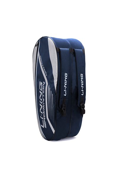Li-Ning Hot Shot Double Zipper Polyester Badminton Kit Bag (Navy, Silver)