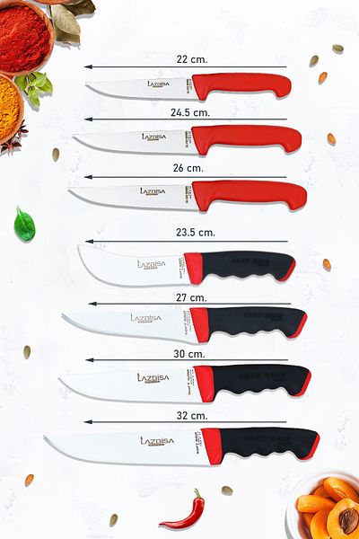 LAZBİSA Soft Grip Series - Kitchen and Pastry Knife Set, Wooden Wood and Spoon (12 Pieces)
