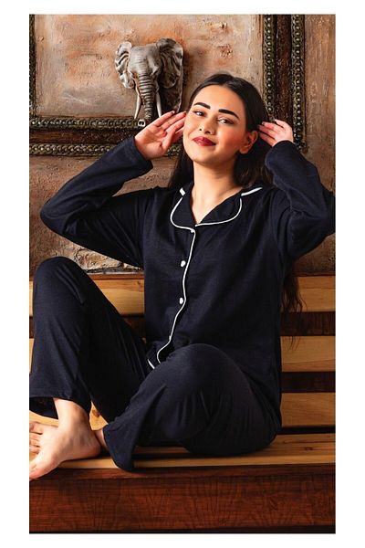 Sude HOMEWEAR Дамски пижамен комплект с дълъг ръкав - закопчаване отпред