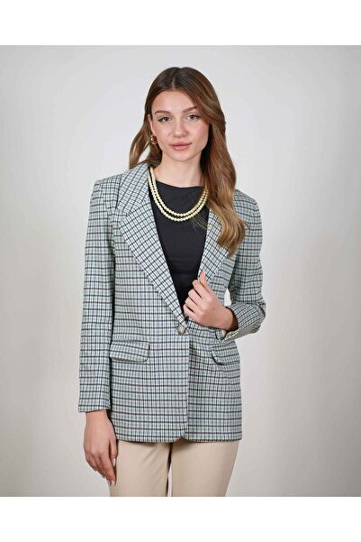 AD Fashion Ekose Yeşil Ceket