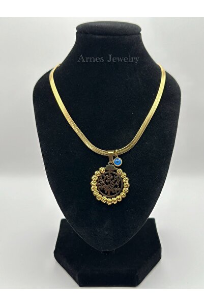 Arnes Jewelry Çelik İtalyan Ezmeli Dorikalı Yaşam Ağaçlı Kolye