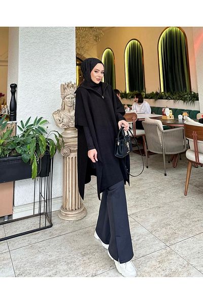 She Olive الحجاب تريكو سائق شاحنة طوق انغلق السراويل