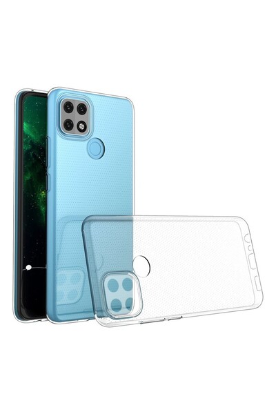 Fibaks Oppo A15 - A15S Kılıf Kamera Korumalı Renksiz Şeffaf Esnek Silikon Kapak