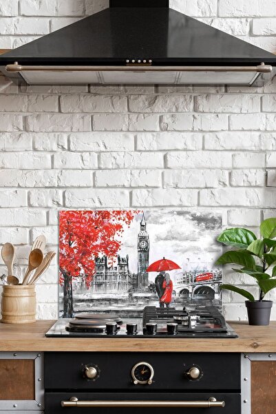 Decovetro Ocak Arkası Koruyucu Londra Desenli 60x52cm