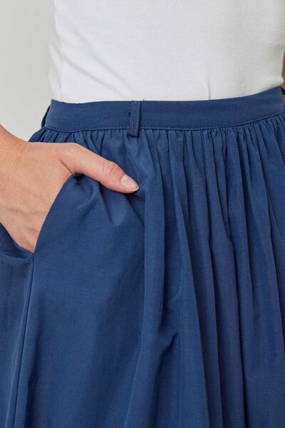 Hooopstore Navy Blue Skirt - Gather Detailed
