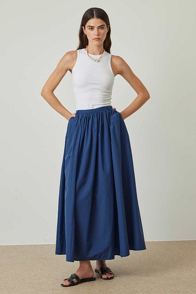 Hooopstore Μπλε φούστα Navy - Gather Λεπτομερής