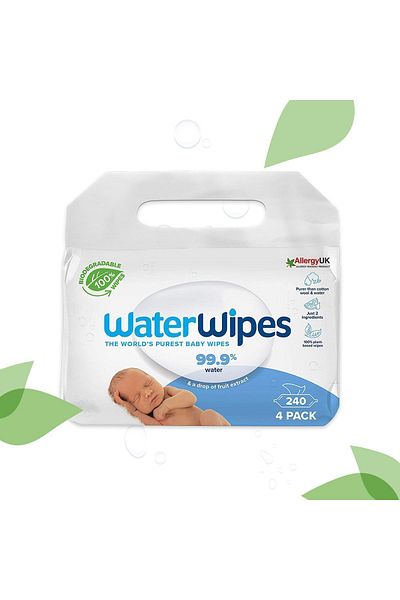 WaterWipes مناديل أطفال جديدة قابلة للتحلل - 4x60 و240 ورقة