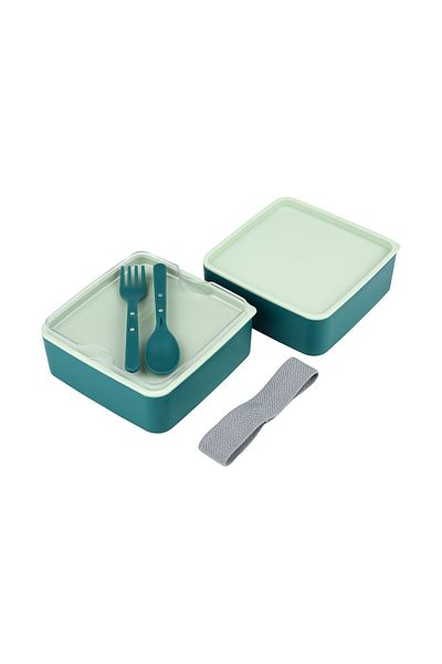 Cosiness Green Double Square Two Layer Lunch Box - Lunch Storage Box