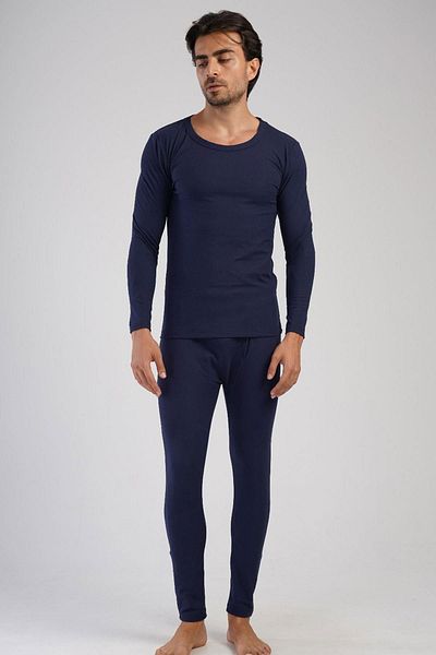 cotonhause Ανδρικά θερμικά εσώρουχα Navy Blue - Κεντημένα με διπλή πέτρα, απαλή υφή C8T5N1O504