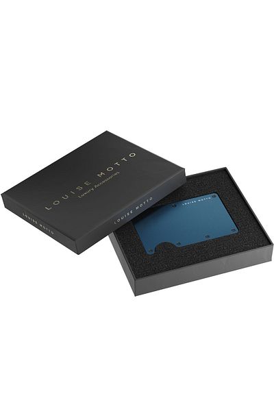 Louise Motto Cardx - Burano Clips - Portofel și suport pentru carduri de nouă generație - Portofel minimalist din metal - Protecție RFID (ALBASTRU)