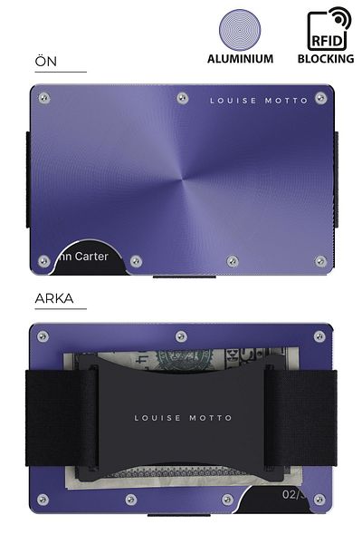 Louise Motto Cardx - Shine Strap New Generation Minimalist Wallet and Card Holder - RFID Blocking - Women & Men (Purple)