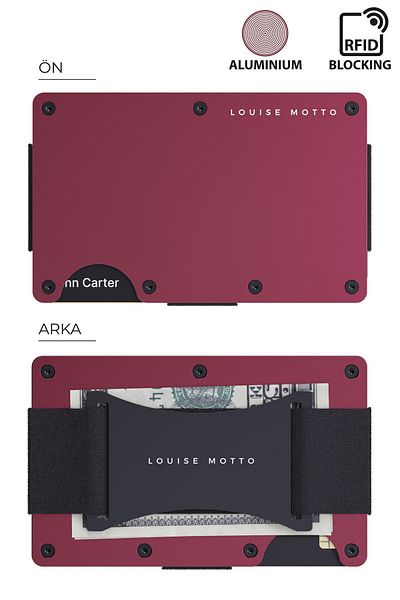 Louise Motto Портфейл и картодържател Cardx Burano Strap от ново поколение - минималистичен материал, RFID защита (червен)