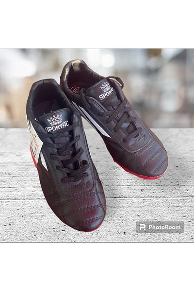 SPORTAÇ Sportac ανδρικά παιδικά μαύρα κόκκινα παπούτσια ποδοσφαίρου με γρανάζια