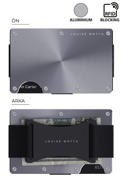 Louise Motto Cardx - Shine Strap Νέας γενιάς Μινιμαλιστικό Πορτοφόλι και Θήκη Κάρτας - με RFID Block, για γυναίκες και άνδρες (ΑΣΗΜΕΝΙΟ)