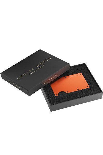 Louise Motto Cardx Burano Clips Portofel și suport pentru carduri de nouă generație - Portofel minimalist din metal - Protecție RFID (ORANGE)