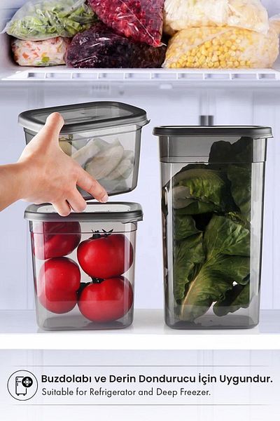 Kitchen Life 12-Piece Labeled Moly Rectangular Food Storage Container Set X4(1300ML-2000ML-3200ML) Wide - Hard Lid