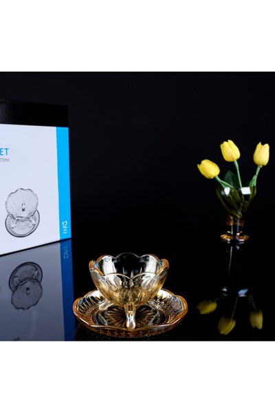 NİLÜFER HOME 12 Parça 6 Kişilik Lüsterli Ayaklı Çerez  Kase Takımı