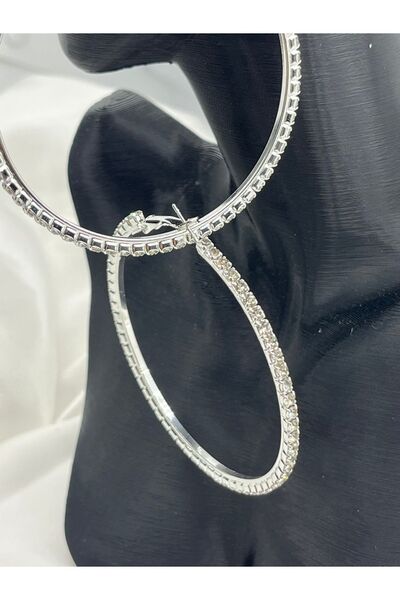 Yıldız Accessory Sırataş Halka Su yolu Şık Gece Çelik Küpe (6cm)