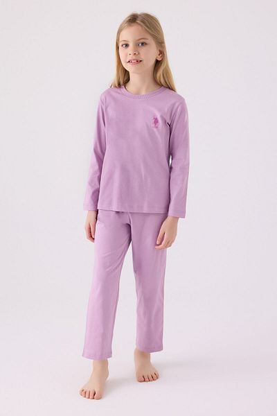 U.S. Polo Assn. Girl's Purple Long Sleeve Pajama Set
