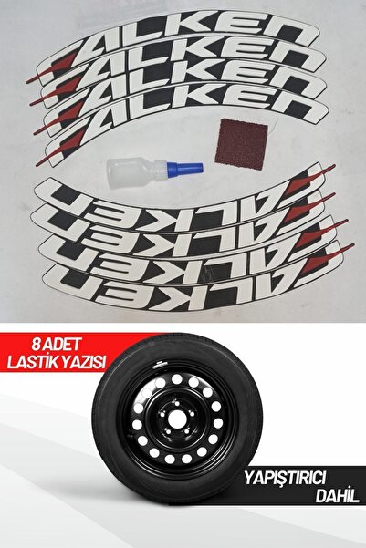 komauto Falken Motorsiklet Lastik Yazısı 2.5 Cm 8 Adet Tutkal Beyaz Lastik Ya...