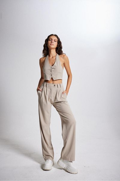 HOLLY LOLLY Beige gestreifte Hose