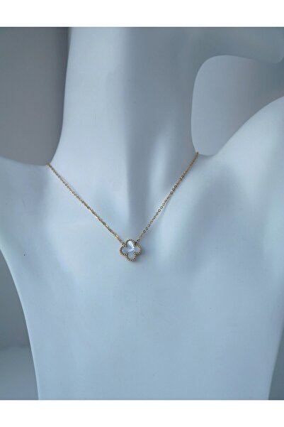 doi aksesuar White Steel Enamel Necklace