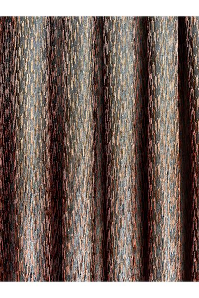 Erdoğanlar Koza Single Wing Black Background - Red Striped Background Curtain, 1/3 Close Pleat