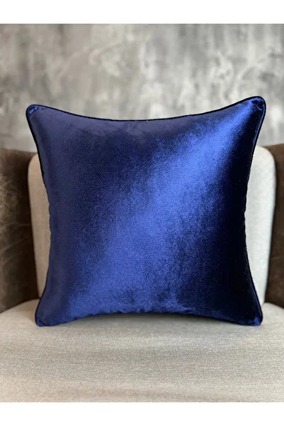 Fabricland غطاء وسادة أطلس مستورد حصري باللون الأزرق الداكن مقاس 43 × 43 سم