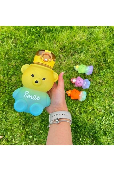 glassepet Soft Smile Teddy Bear Model Motivational 2 Pieces Water Bottle Water Bottle 800ml Bpa Free Water Bottle