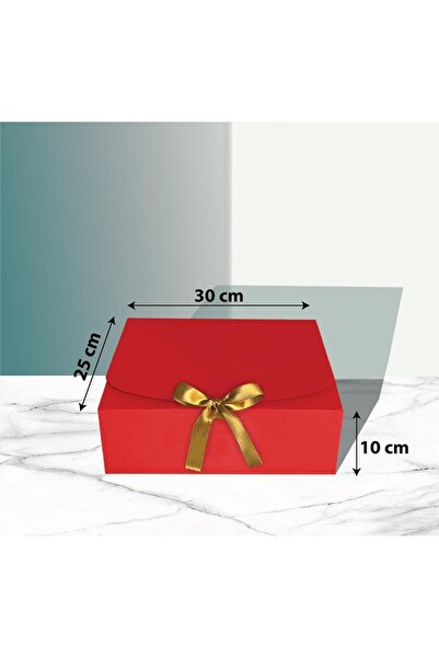BAŞAK Gold Kurdeleli Kırmızı Hediye Kutusu