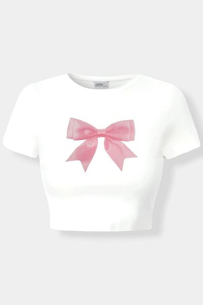 Carpe Big Pink Ribbon Crop Top