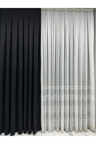 Erdoğanlar Koza Black Rustic Velvet - 1/3 Close Pleat, Honeycomb Background, Hooked Island Backdrop