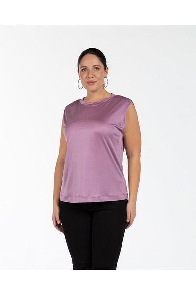 LUOKK Tricou Dolly Liliac strălucitor - Umăr în afara