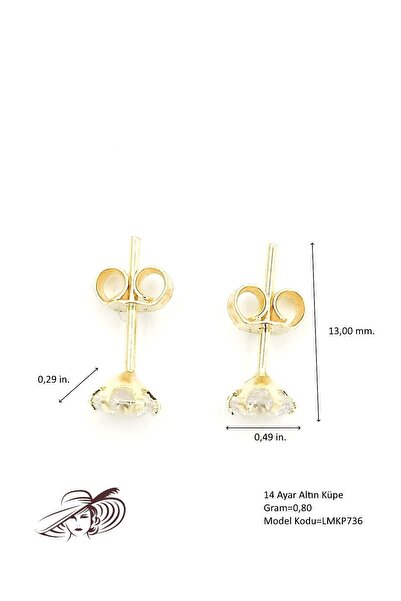 LİSA MÜCEVHERAT Moom Mücevherat Tek Taş 14 Ayar 6 Tırnaklı Gösterişli Altın Küpe