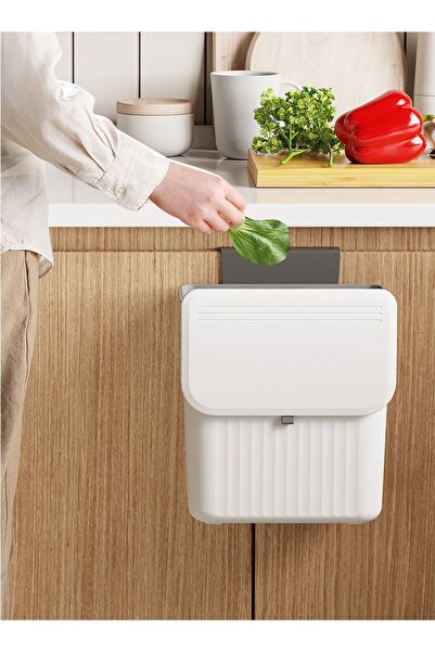 MASKY 9 Lt Mutfak / Banyo Fonksiyonel Kapaklı Tezgah Üstü Ve Dolap Askılı Çöp...