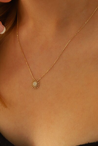 MOOM MÜCEVHERAT 14 Ayar Altın Kolye Güneş Altın Kolye