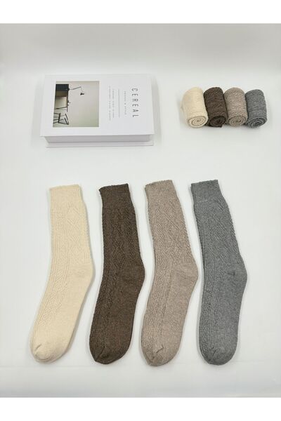 izaycollection Unisex 4' Κάλτσες από μαλλί με ανάγλυφο σχέδιο - Προσωπικό