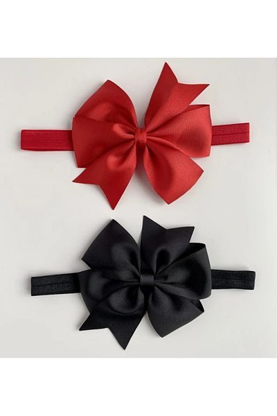 Atılgan Grp Red and Black Ribbon Bandana Set for 6-4 Years Old Baby and Child