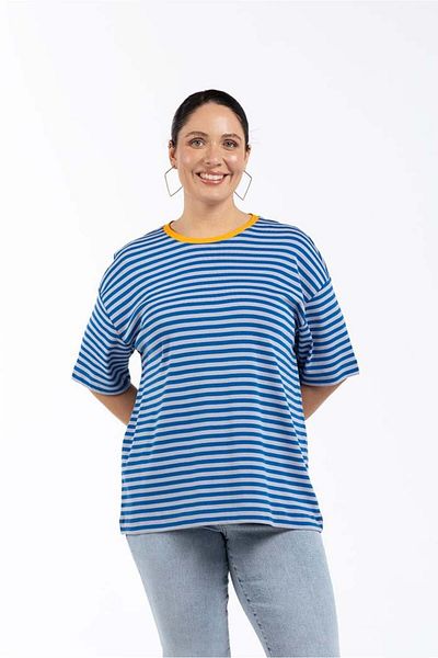 LUOKK Mila Oversize Large Size T-Shirt Sax Striped