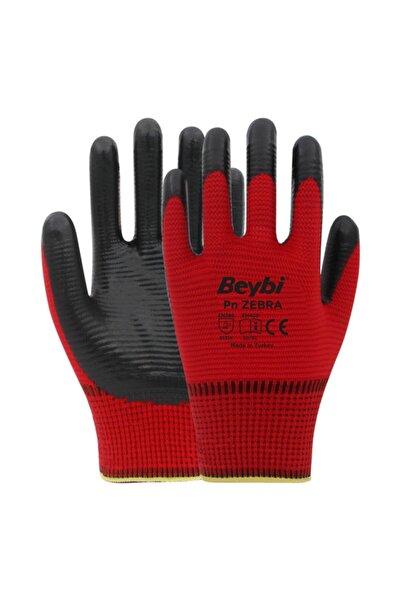 Beybi Pn Zebra Iş Eldiveni Kırmızı (12 Çift) No:9