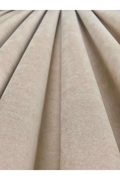 Erdoğanlar Koza Beige Background Curtain - Rustic Hooked Honeycomb Velvet, 1/3 Close Pleat Island Background