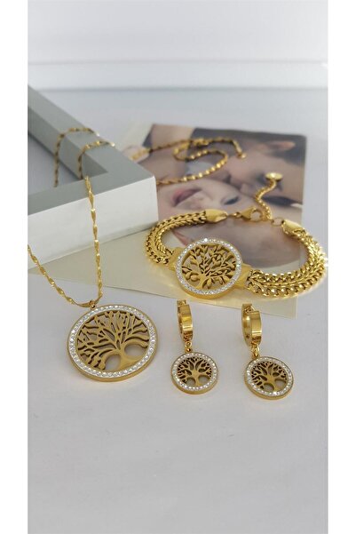SONES Hayat Ağacı 60 Cm Zincirli Çelik Takı Seti | Sns500481